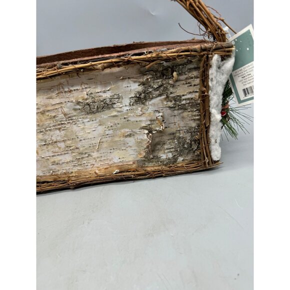 Rustic Birch Bark & Pine Cone Basket Handle Christmas decor wall handing READ - Picture 7 of 9